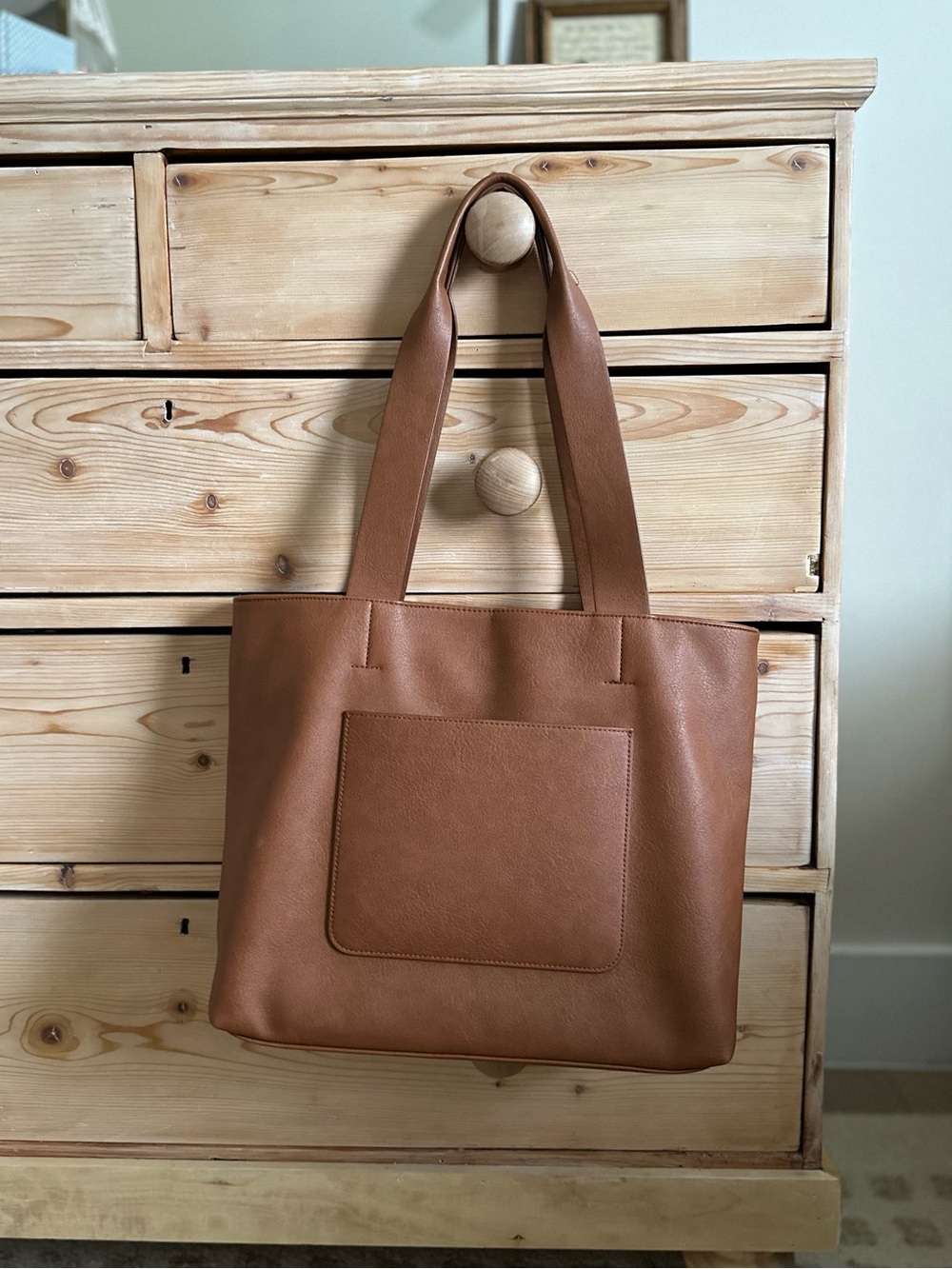 Universal Thread Faux Leather Tote Bag Purse Brown Tan